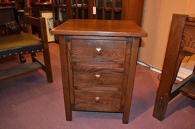 CLOSED Mission 3 Drawer Oak End Table - Crafters and Weavers