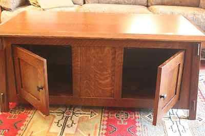 Arts and Crafts Mission Solid Quarter Sawn White Oak Coffee table with storage - Crafters and Weavers