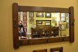 Arts and Crafts Mission Oak Bevelled Mirror with coat / hat hangers - Crafters and Weavers