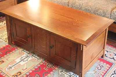 Arts and Crafts Mission Solid Quarter Sawn White Oak Coffee table with storage - Crafters and Weavers