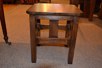 Arts and Crafts or Mission Copper-Top Oak Side Table or Plant