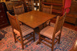 Mission Oak Drop leaf Dining Table with 4 oak chairs - Crafters and Weavers