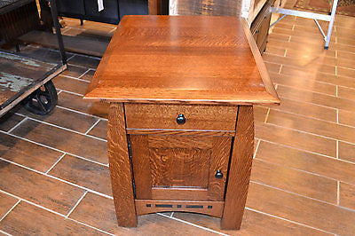 Amish Mission 1 Door / 1 Drawer Inlay End Table - Crafters and Weavers