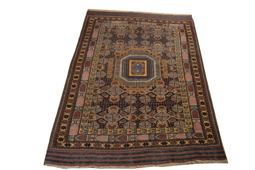 Tribal Afgan Arsari Oriental Rug 4'10"x 6'7" - Crafters and Weavers