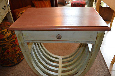 Painted end table with drawer - Crafters and Weavers