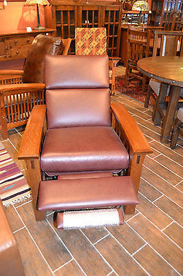 CLOSED LISTING Custom Amish Quarter Sawn White Oak & Leather Recliner - Crafters and Weavers