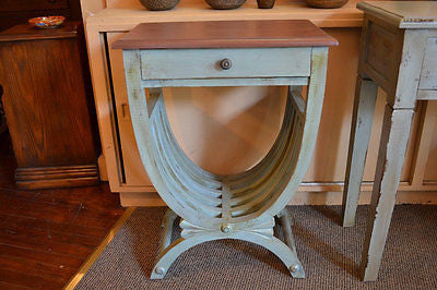 Painted end table with drawer - Crafters and Weavers
