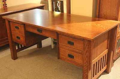 SOLD OUT Custom Order Amish Quarter Sawn Oak Bridger Desk - Crafters and Weavers