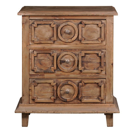 DUPLICATE - MEXICO - Asbury 3 Drawer Carved Nightstand - Crafters and Weavers