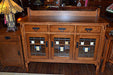 CLOSED Mission Oak Sideboard With Geometric Pattern Leaded Glass - 54" - Crafters and Weavers