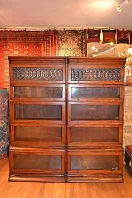 CLOSED Set of two Mahogany Barrister Bookcases with Leaded glass top stack Bookcase - Crafters and Weavers