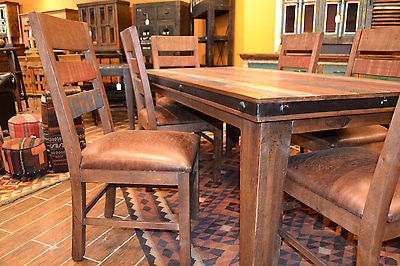 Rustic Solid Wood Painted Dining table and 6 chairs - Crafters and Weavers
