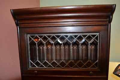 Mahogany 4 Stack 24 inch Wide Barrister Bookcase with Leaded glass - Dark Stain - Crafters and Weavers