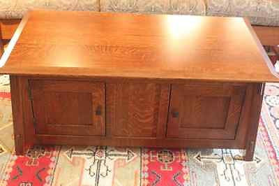 Arts and Crafts Mission Solid Quarter Sawn White Oak Coffee table with storage - Crafters and Weavers