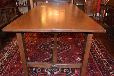 Mission Dining Table 7 feet Long Arts and Crafts Solid Oak Dining Table - Crafters and Weavers