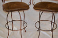 Pair of Bar Stools Iron and Upholstered Seat - Crafters and Weavers