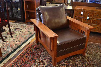 Mission oak Chair / Oak Chair with Spindels - Crafters and Weavers