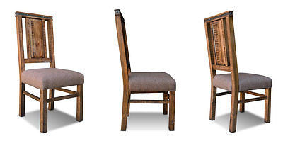 CLOSED Addison Rustic Style Solid Pine Wood Upholstered Dining Chair - Crafters and Weavers