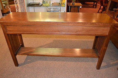 SOLD OUT Mission Oak Console Table With 2 Drawers - Walnut (W1) - Crafters and Weavers
