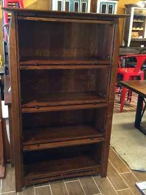 Arts and Crafts Mission Quarter Sawn White Oak Barrister Bookcase Leaded Glass - Crafters and Weavers