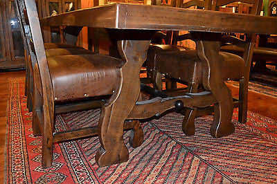 Set of 8 Rustic Solid Wood Dining Chairs - Crafters and Weavers