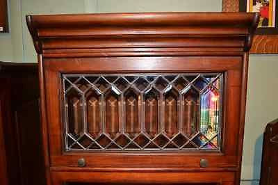 Mahogany 4 Stack 24 inch Wide Barrister Bookcase with Leaded Glass - Crafters and Weavers