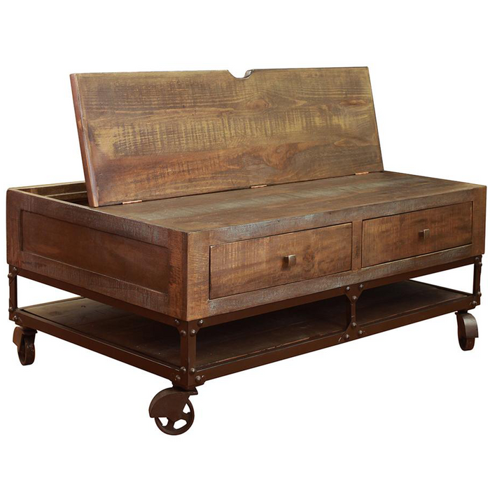 Greenview Forged Iron Lift Top Coffee Table - Crafters and Weavers