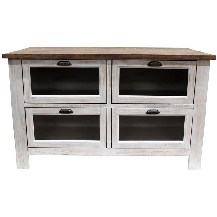 Emerson Kitchen Island - Distressed White - Crafters and Weavers