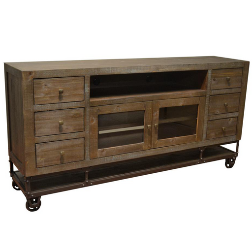Greenview 76 inch Forged Iron Base TV Stand - Crafters and Weavers