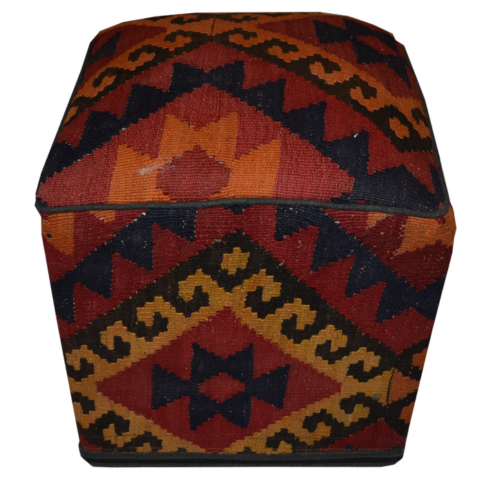 One of a Kind Kilim Rug Pouf Ottoman foot stool - #200 - Crafters and Weavers