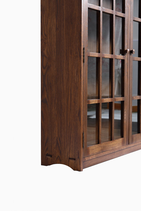 Preorder Mission Oak 2 Door Bookcase with Glass Doors - Walnut
