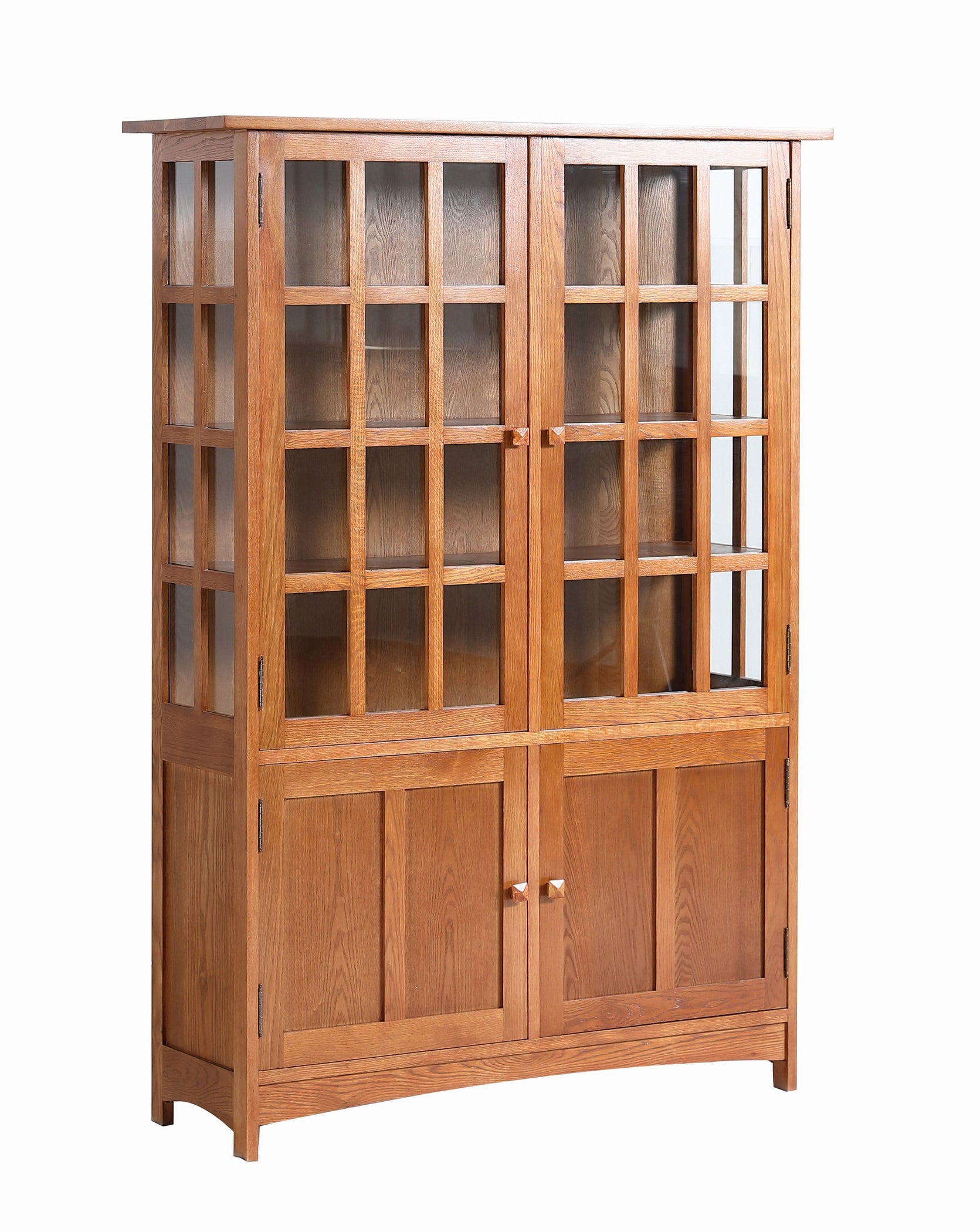 Mission Style Solid Quarter Sawn Oak China Cabinet — Crafters and Weavers