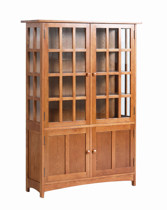 Mission Oak 4 Door Display China Cabinet - Michael's Cherry stain