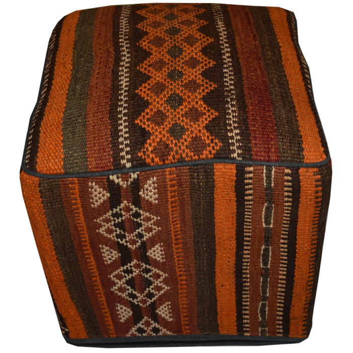 One of a Kind Kilim Rug Pouf Ottoman foot stool - #202 - Crafters and Weavers