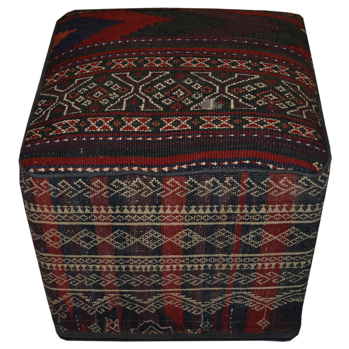 One of a Kind Kilim Rug Pouf Ottoman foot stool - #205 - Crafters and Weavers