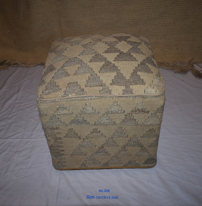 One of a Kind Kilim Rug Pouf Ottoman foot stool - #206 - Crafters and Weavers
