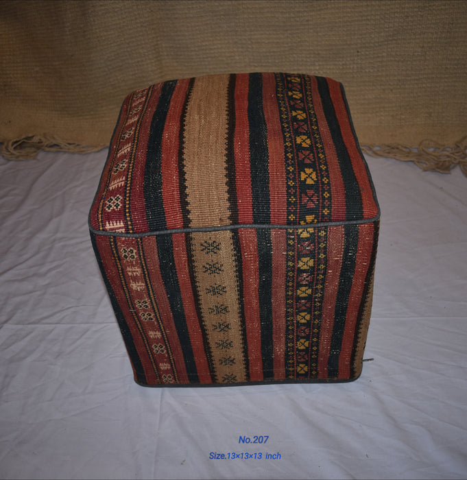 One of a Kind Kilim Rug Pouf Ottoman foot stool - #207 - Crafters and Weavers