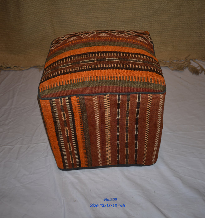 One of a Kind Kilim Rug Pouf Ottoman foot stool - #209 - Crafters and Weavers