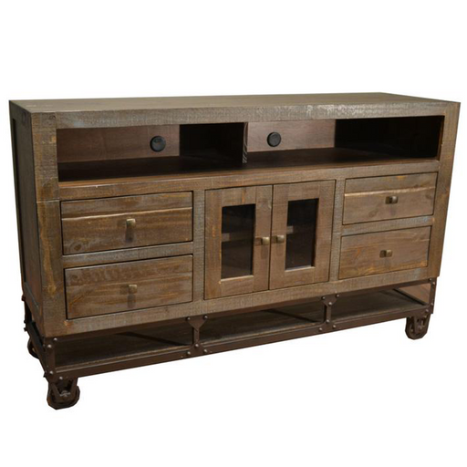 Greenview 62" Forged Iron Base TV Stand - Crafters and Weavers