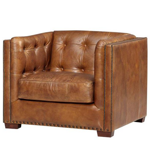 Tuxedo Leather Arm Chair - Crafters and Weavers