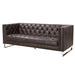 Miranda Contemporary Chesterfield Sofa - Dark Brown Leather - Crafters and Weavers