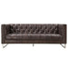 Miranda Contemporary Chesterfield Sofa - Dark Brown Leather - Crafters and Weavers