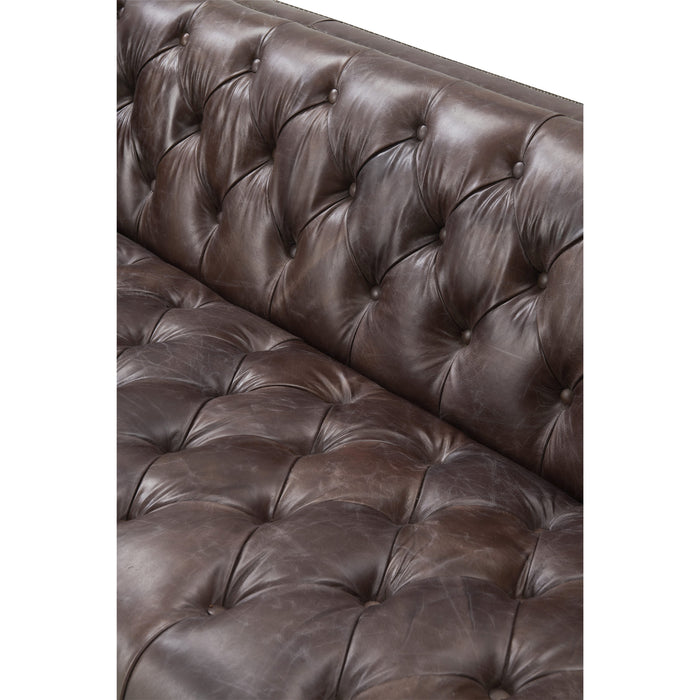 Miranda Contemporary Chesterfield Sofa - Dark Brown Leather - Crafters and Weavers