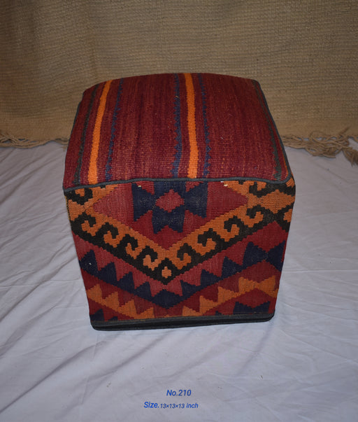 One of a Kind Kilim Rug Pouf Ottoman foot stool - #210 - Crafters and Weavers