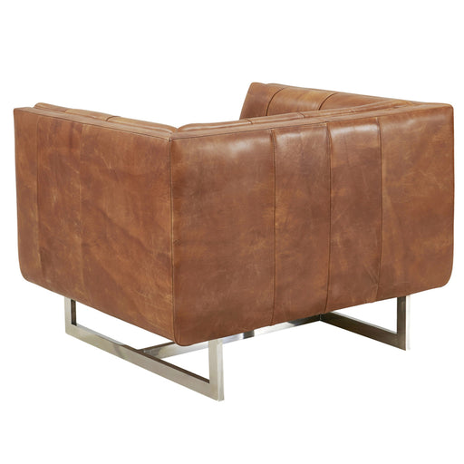 NEW! Taylor Contemporary Tufted Arm Chair - Light Brown Leather - Crafters and Weavers
