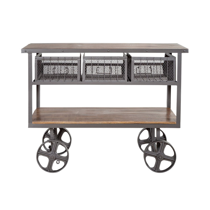 Farmhouse Solid Wood and Metal Kitchen Cart