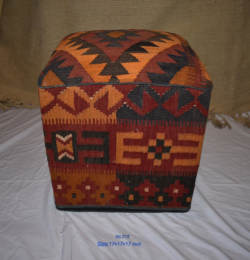 One of a Kind Kilim Rug Pouf Ottoman foot stool - #215 - Crafters and Weavers