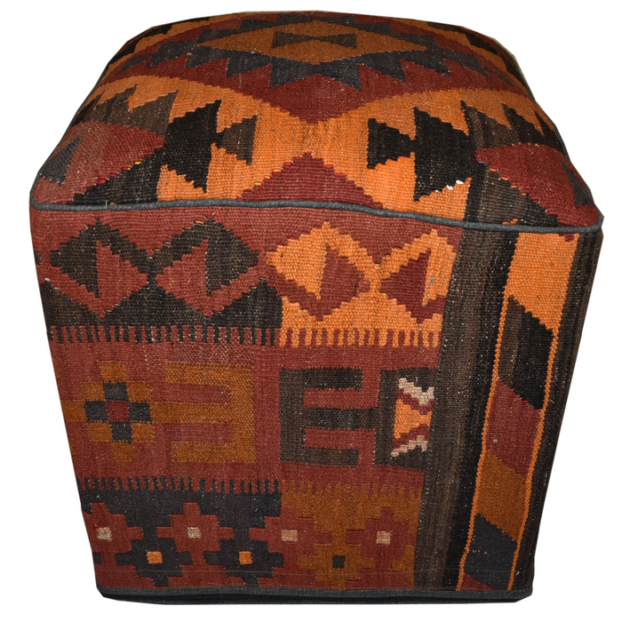 One of a Kind Kilim Rug Pouf Ottoman foot stool - #216 - Crafters and Weavers
