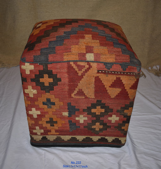 One of a Kind Kilim Rug Pouf Ottoman foot stool - #222 - Crafters and Weavers