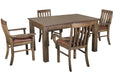 Mission Style Square Leg Dining Table Set with 6 Chairs - Crafters and Weavers